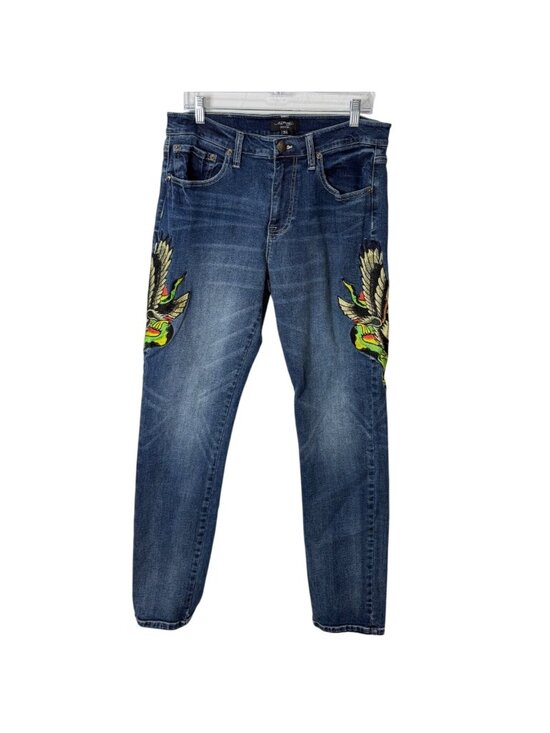 Ed Hardy Other - Ed Hardy Mens 32x32 Jeans Eagle Snake Slim Straight Denim Embroidered Y2K Blue